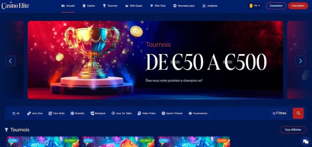 Casino Elite page accueil